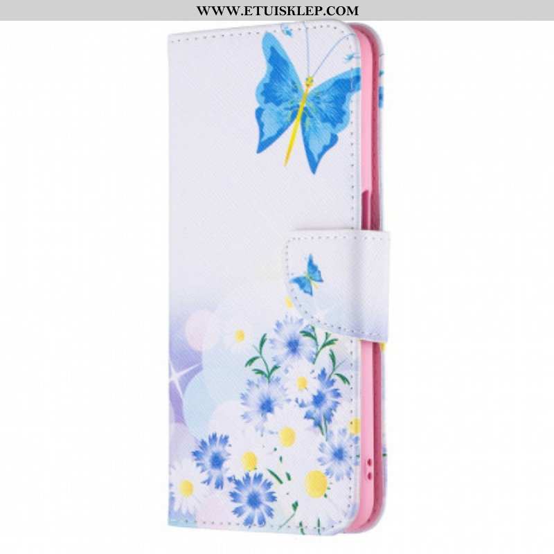 Etui Folio do Oppo A54 5G / A74 5G Malowane Motyle I Kwiaty